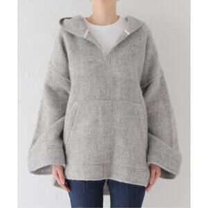 NYMANE Sz XS/S Gray Wool Pullover Hoodie Poncho Sweater Parka